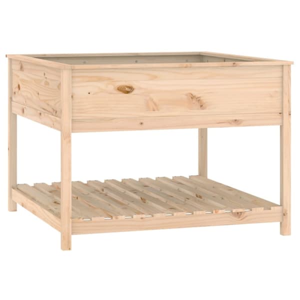 plantekasse med hylde 111,5x111,5x81 cm massivt fyrretræ