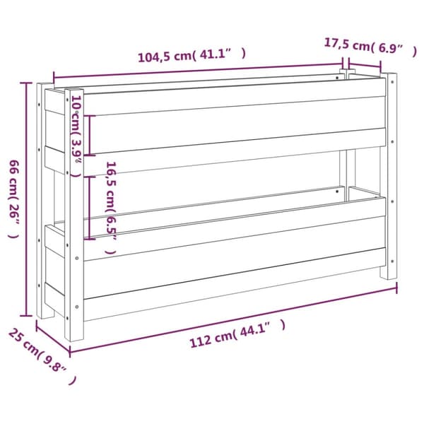 plantekasse 112x25x66 cm massivt fyrretræ