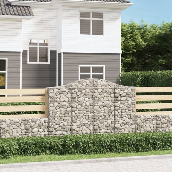 buede gabionkurve 7 stk. 200x30x140/160 cm galvaniseret jern