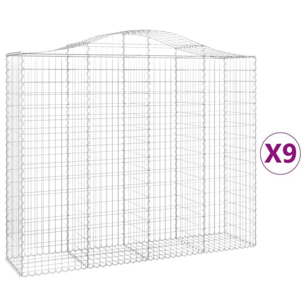 buede gabionkurve 9 stk. 200x50x160/180 cm galvaniseret jern