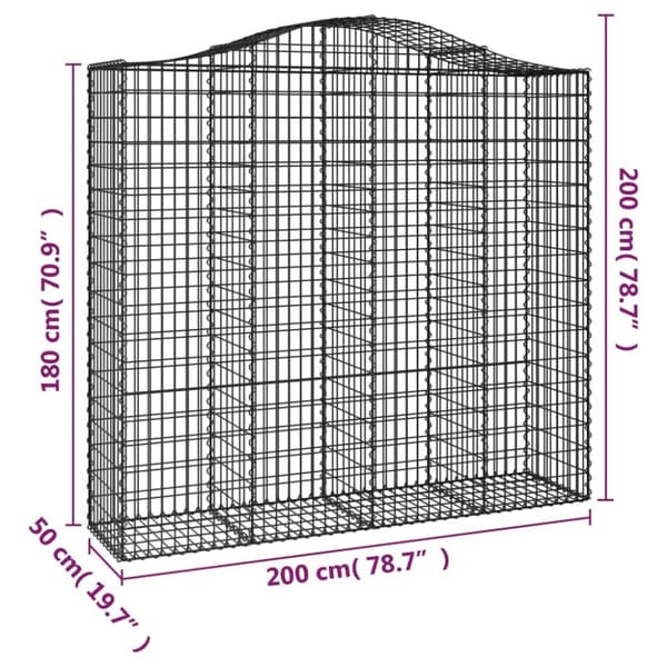 Kaarevat kivikorit 9 kpl 200x50x180/200 cm galvanoitu rauta