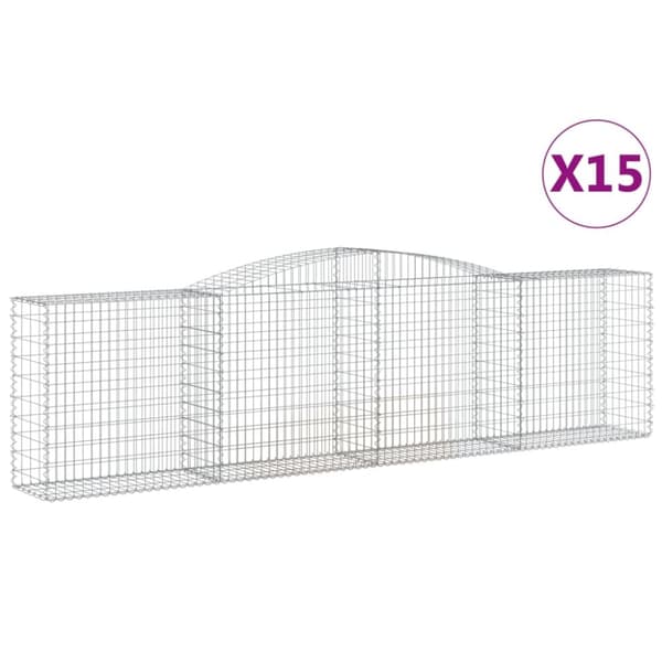 Gabioner bågformade 15 st 400x50x100/120 cm galvaniserat järn