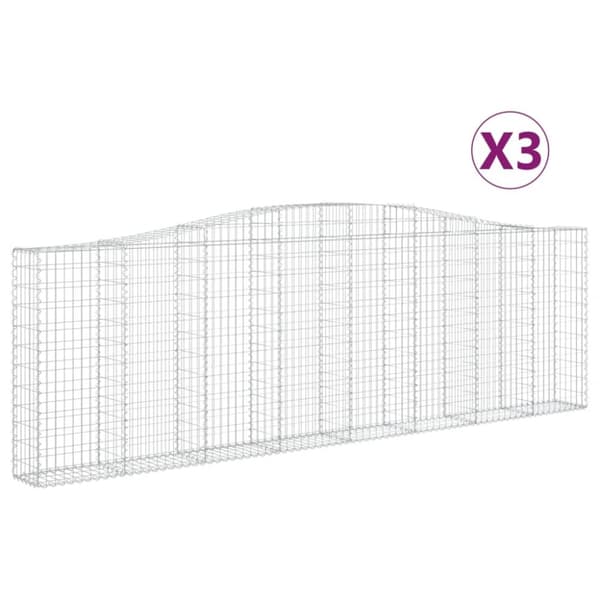 Gabioner bågformade 3 st 400x30x120/140 cm galvaniserat järn