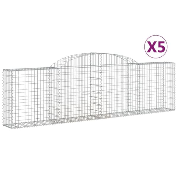Gabioner bågformade 5 st 300x30x80/100 cm galvaniserat järn