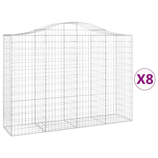 Kaarevat kivikorit 8 kpl 200x50x140/160 cm galvanoitu rauta