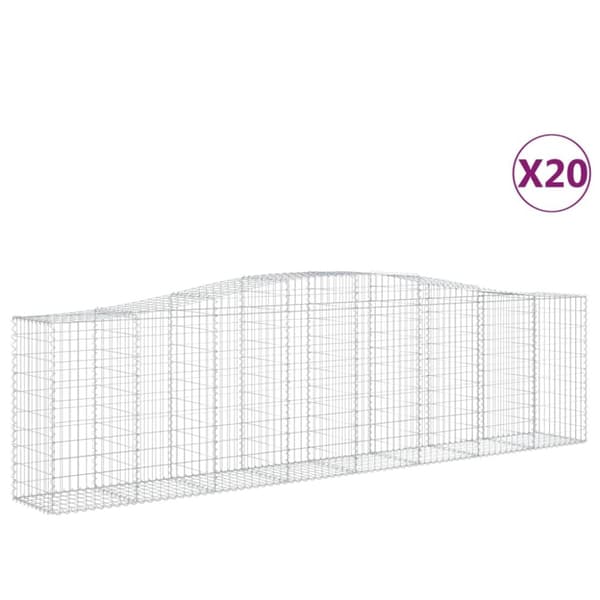 Gabioner bågformade 20 st 400x50x100/120 cm galvaniserat järn