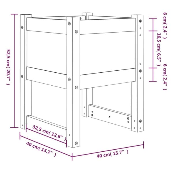 plantekasser 2 stk. 40x40x52,5 cm massivt fyrretræ sort