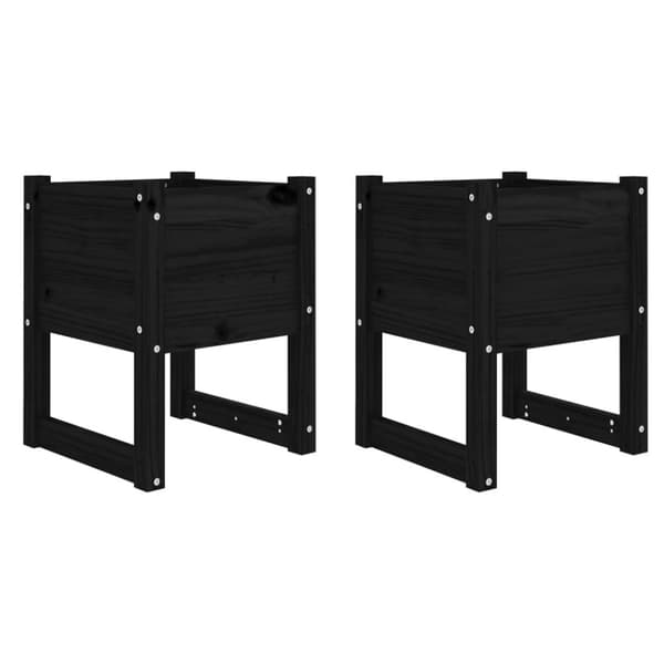 plantekasser 2 stk. 40x40x52,5 cm massivt fyrretræ sort