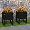 Miniatyrbillede 1 af 8: plantekasser 2 stk. 40x40x52,5 cm massivt fyrretræ sort