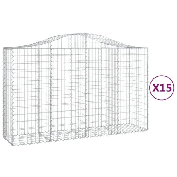 Kaarevat kivikorit 15 kpl 200x50x120/140 cm galvanoitu rauta