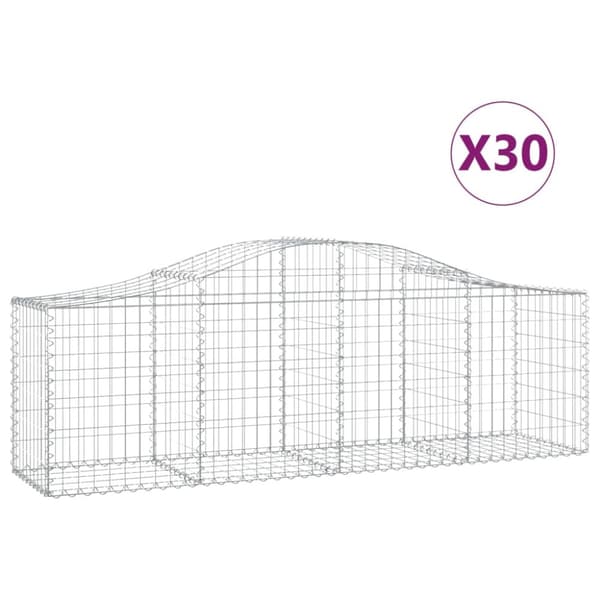 Gabioner bågformade 30 st 200x50x60/80 cm galvaniserat järn
