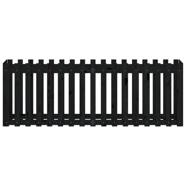 højbed med stakitdesign 200x50x70 cm massivt fyrretræ sort