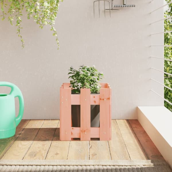 plantekasse med stakitdesign 30x30x30 cm massiv douglasfyr