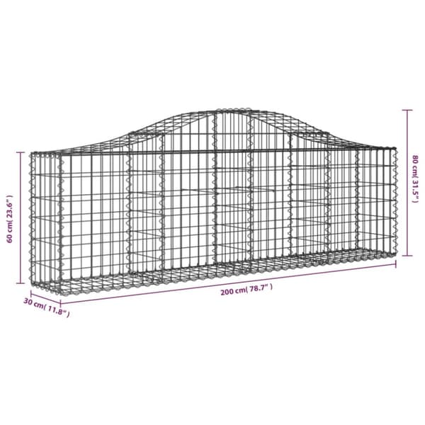 buede gabionkurve 6 stk. 200x30x60/80 cm galvaniseret jern
