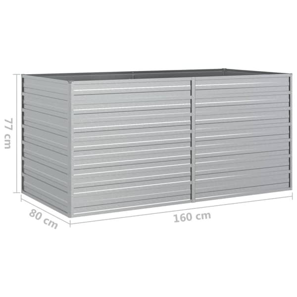 højbed 160x80x77 cm galvaniseret stål sølvfarvet