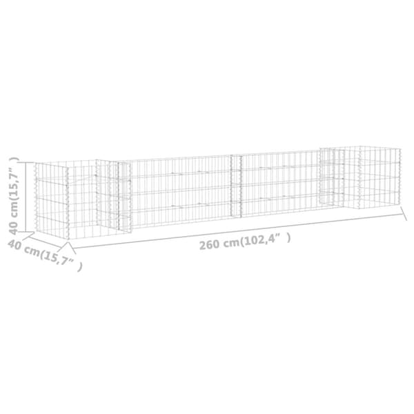 H-formet gabion-plantekasse 260x40x40 cm stål