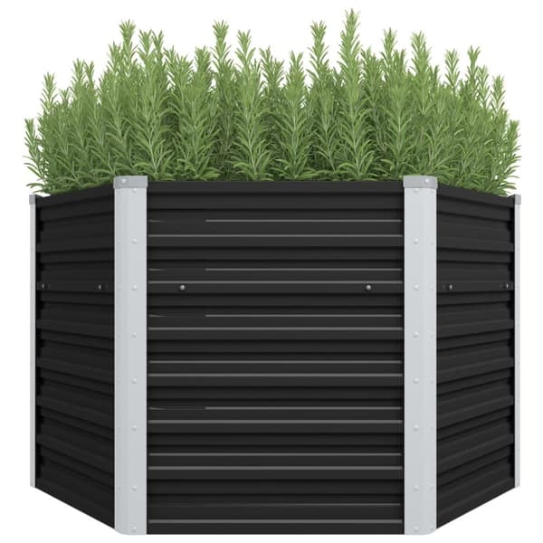 hævet plantekasse 129x129x77 cm galvaniseret stål antracitgrå