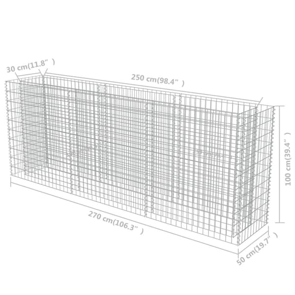 gabion-højbed 270x50x100 cm galvaniseret stål
