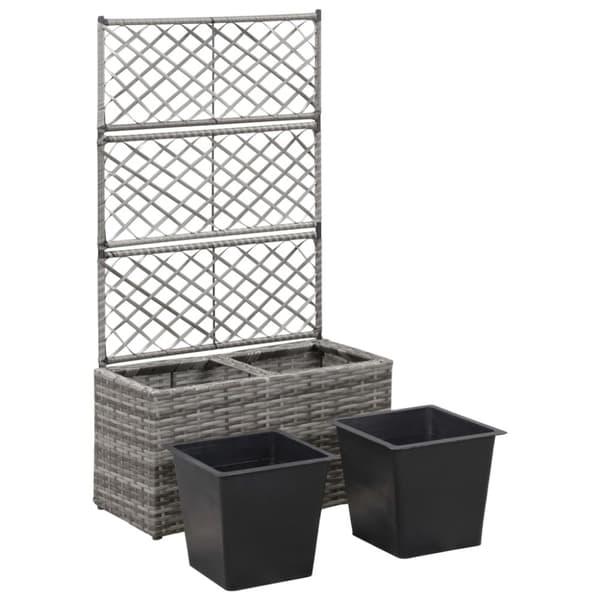 espalier med plantekasse 2 krukker 58x30x107 polyrattan grå