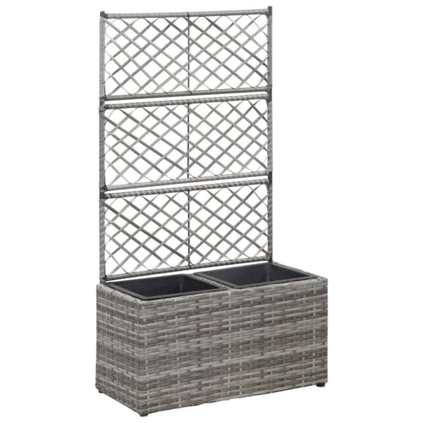 espalier med plantekasse 2 krukker 58x30x107 polyrattan grå