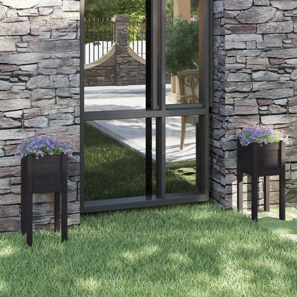 plantekasser 2 stk. 31x31x70 cm massivt fyrretræ sort