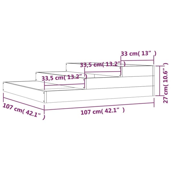 plantekasse 107x107x27 cm massivt fyrretræ sort
