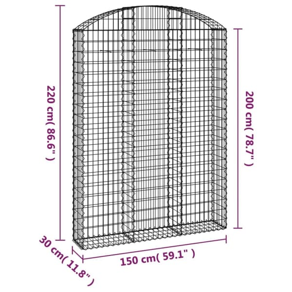 buet gabionkurv 150x30x200/220 cm galvaniseret jern
