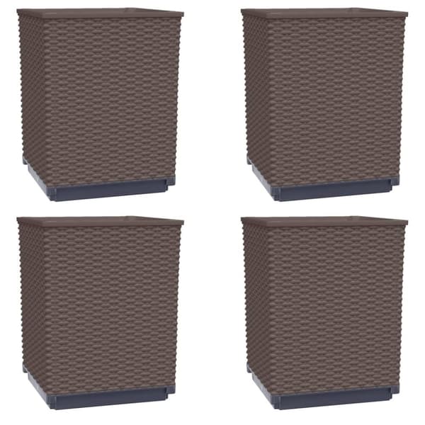 plantekasser 4 stk. 30x30x37 cm polypropylen brun