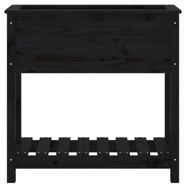 plantekasse med hylde 82,5x34,5x81 cm massivt fyrretræ sort