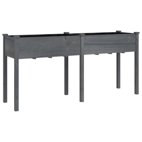 Kukkalaatikko vuorauksella harmaa 161x45x76 cm täysi kuusi