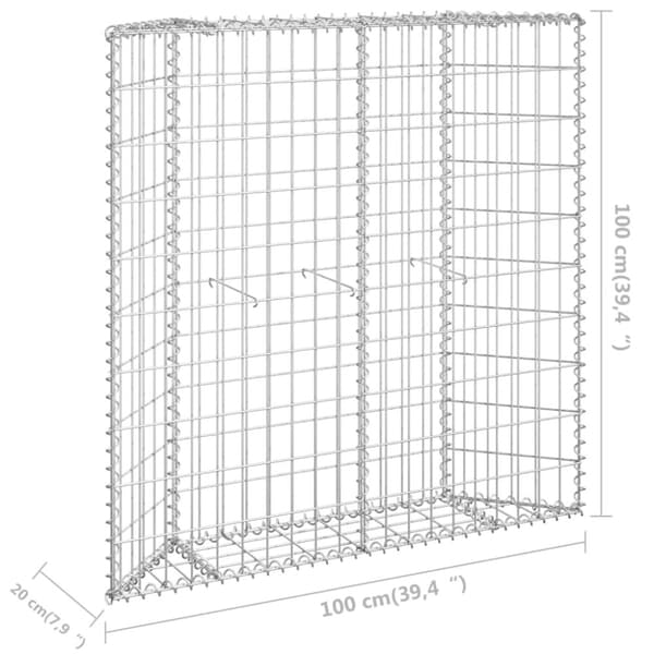 Gabion trapets upphöjd galvaniserat stål 100x20x100 cm