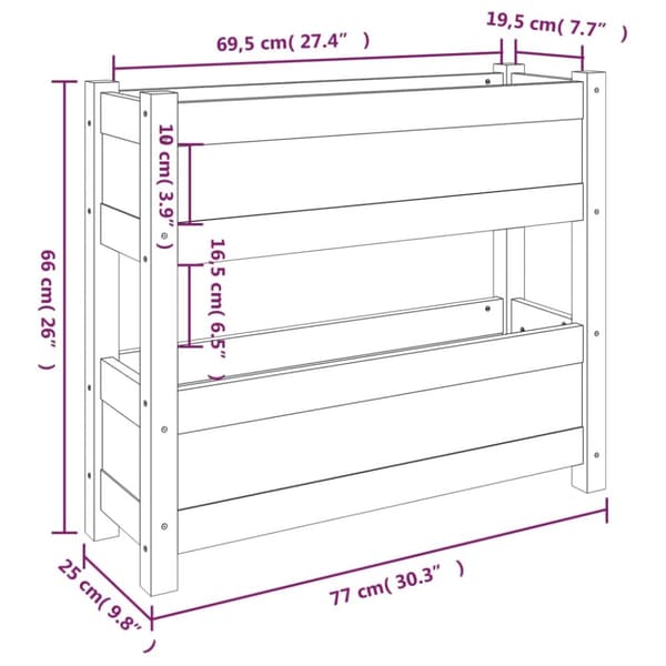 plantekasse 77x25x66 cm massivt fyrretræ
