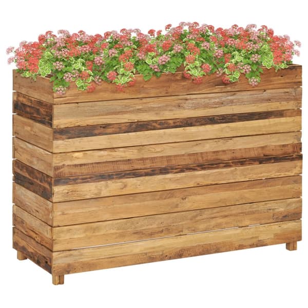 højbed 100x40x72 cm genanvendt teaktræ og stål