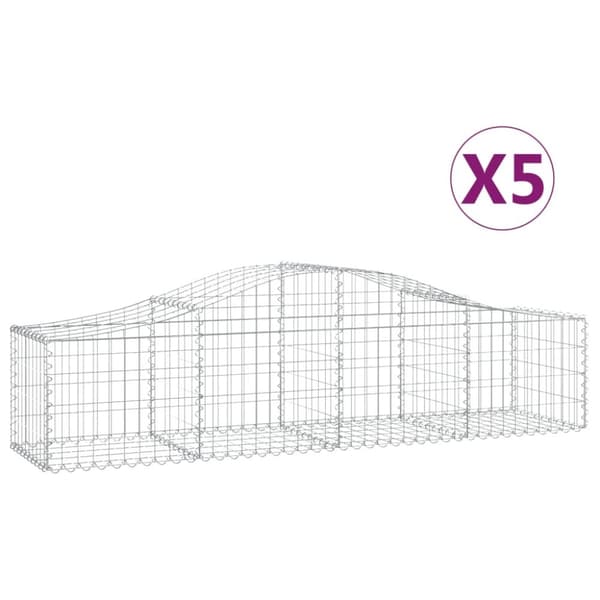 Gabioner bågformade 5 st 200x50x40/60 cm galvaniserat järn