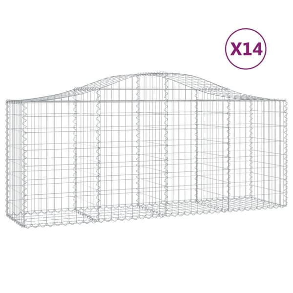 Gabioner bågformade 14 st 200x50x80/100 cm galvaniserat järn