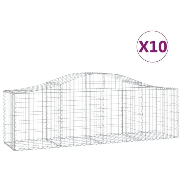 Gabioner bågformade 10 st 200x50x60/80 cm galvaniserat järn