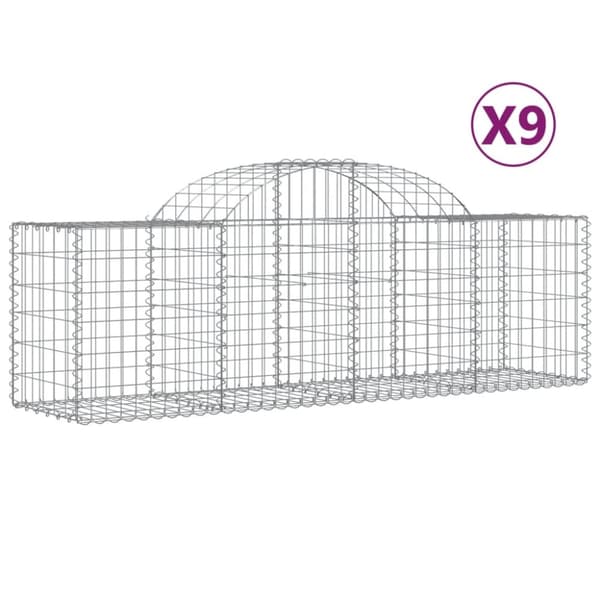 Gabioner bågformade 9 st 200x50x60/80 cm galvaniserat järn