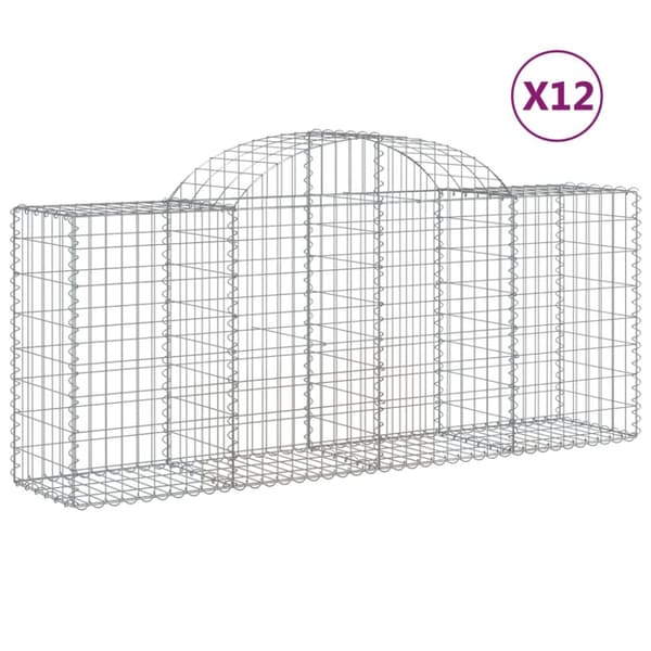 Gabioner bågformade 12 st 200x50x80/100 cm galvaniserat järn