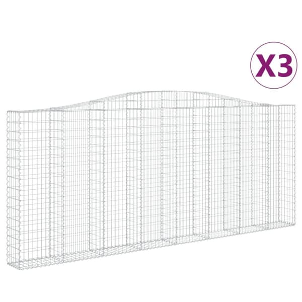 buede gabionkurve 3 stk. 400x30x160/180 cm galvaniseret jern