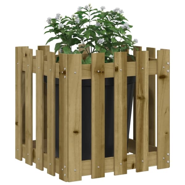 plantekasse med stakitdesign 50x50x50 cm imprægneret fyrretræ