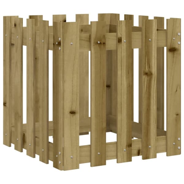 plantekasse med stakitdesign 50x50x50 cm imprægneret fyrretræ