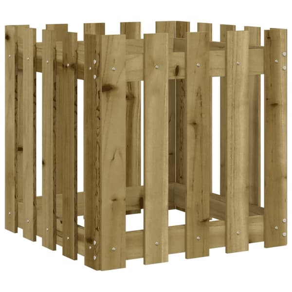 plantekasse med stakitdesign 50x50x50 cm imprægneret fyrretræ