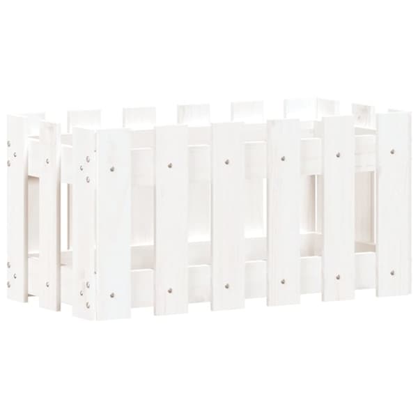 plantekasse med stakitdesign 60x30x30 cm massivt fyrretræ hvid