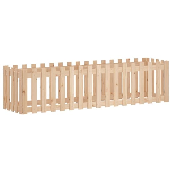 højbed med stakitdesign 200x50x50 cm massivt fyrretræ