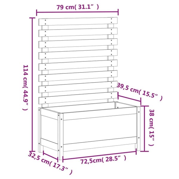 plantekasse med stativ 79x39,5x114 cm massivt douglasgran