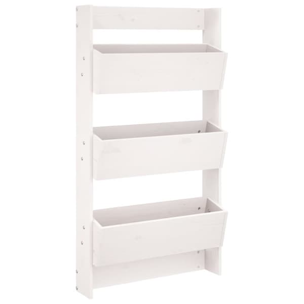 plantevæg 60x18,5x110 cm 3 niveauer massivt fyrretræ hvid