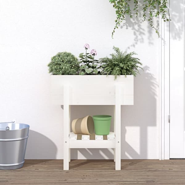 plantekasse 62x30x69 cm massivt fyrretræ hvid