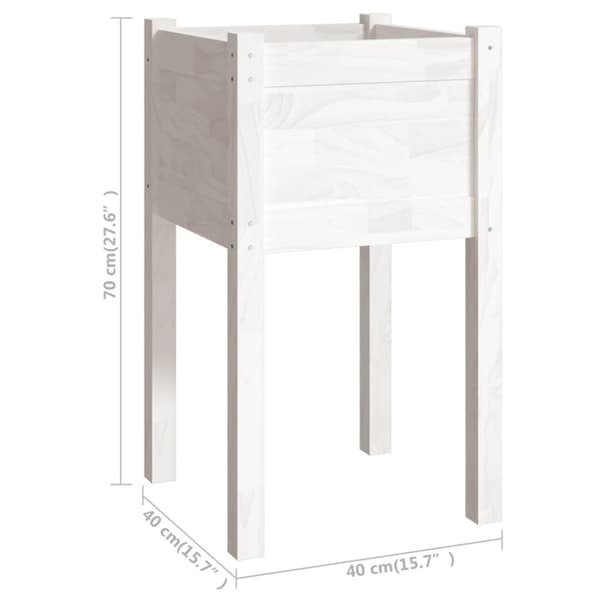 plantekasse 40x40x70 cm massivt fyrretræ hvid