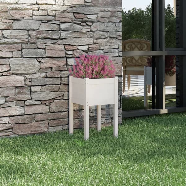 plantekasse 40x40x70 cm massivt fyrretræ hvid
