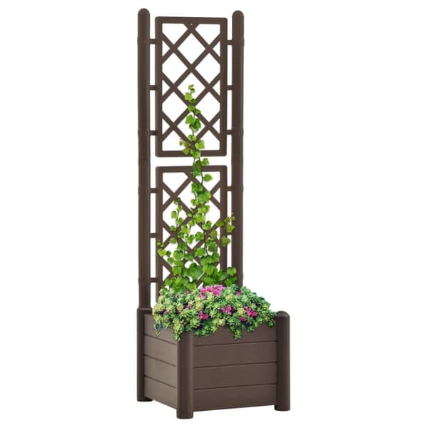 plantekasse med espalier 43x43x142 cm PP mokkafarvet